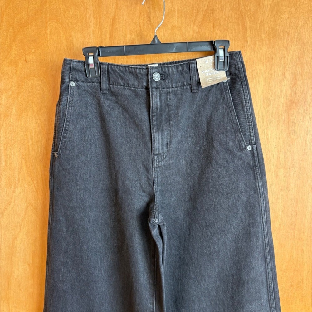 Madewell Wide Leg Trouser Women 26 Black Denim High Rise Jeans NS792 - Picture 3 of 13